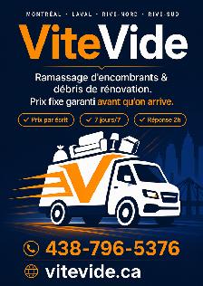 Ramassage de déchets et débris de rénovation.