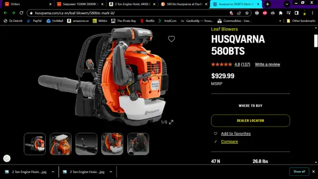 Souffleuse à feuilles HUSQVARNA 580BTS - Photo 2