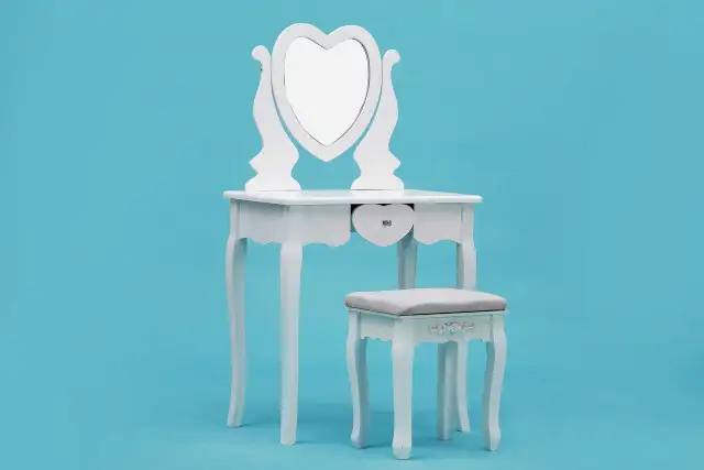 Special Heart ❤️ Shaped Makeup Vanity Table Set STOOL INCLUDED.