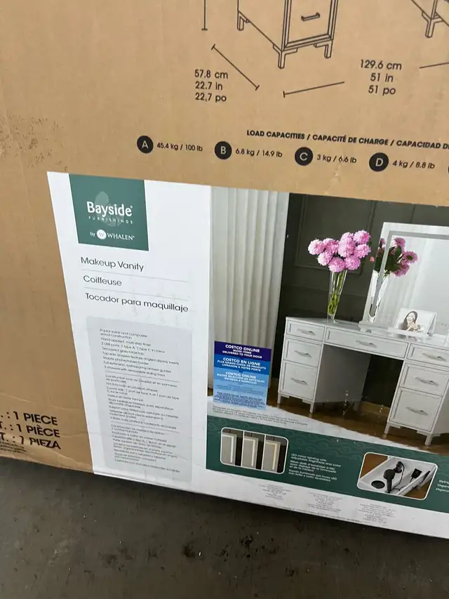 51" white makeup vanity with LED mirror - Photo 4