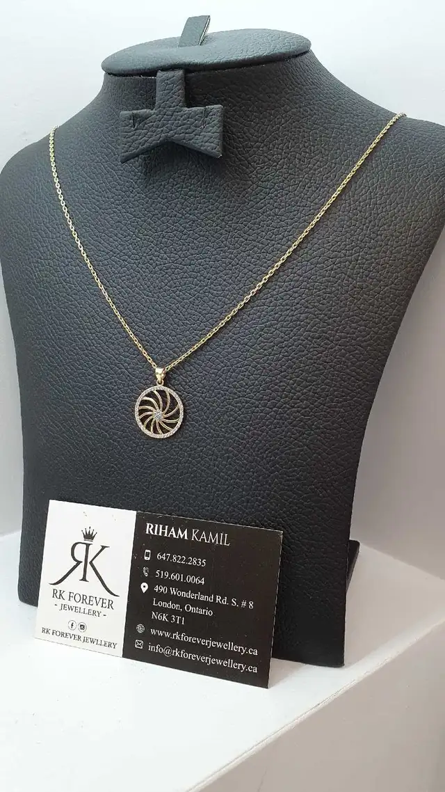 10k yellow gold chain & pendant # 392_11 - Photo 2