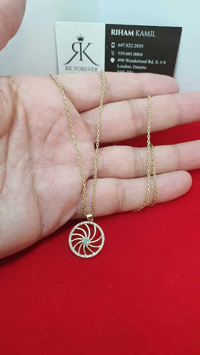 10k yellow gold chain & pendant # 392_11 - Photo 5