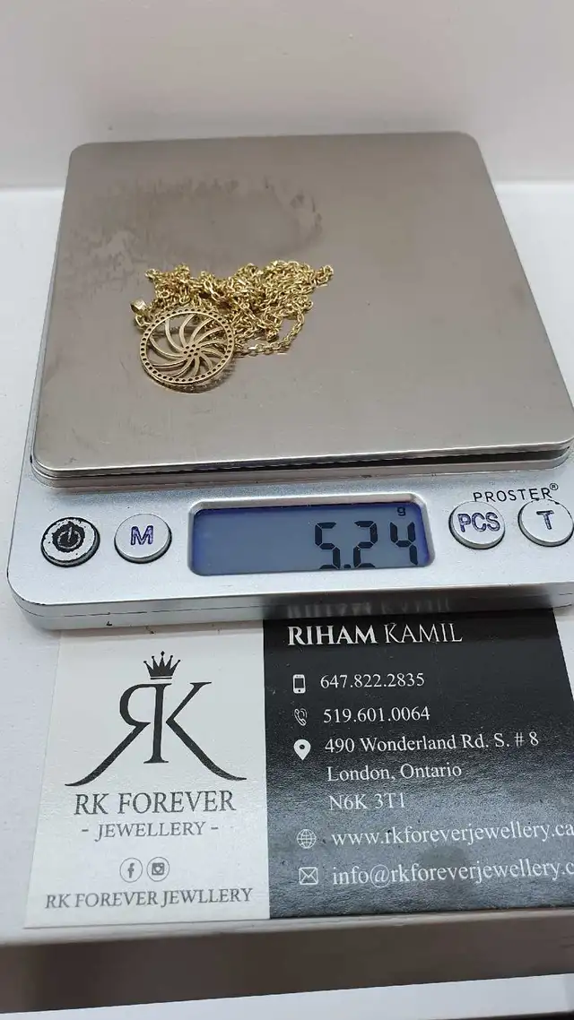 10k yellow gold chain & pendant # 392_11 - Photo 6