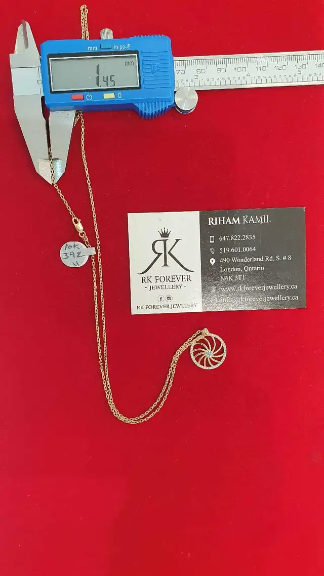 10k yellow gold chain & pendant # 392_11 - Photo 7