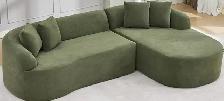 Green, Right Chaise Curved Sofa  BRIGHT NEW from Amazon