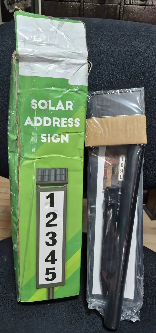 SOLAR LED ADDRESS SIGN – BRIGHT – EASY INSTALL – NEW – $25