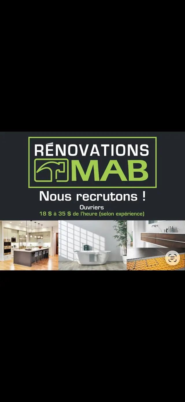 Offre d’emploi dans le domaine de la rénovation résidentielle