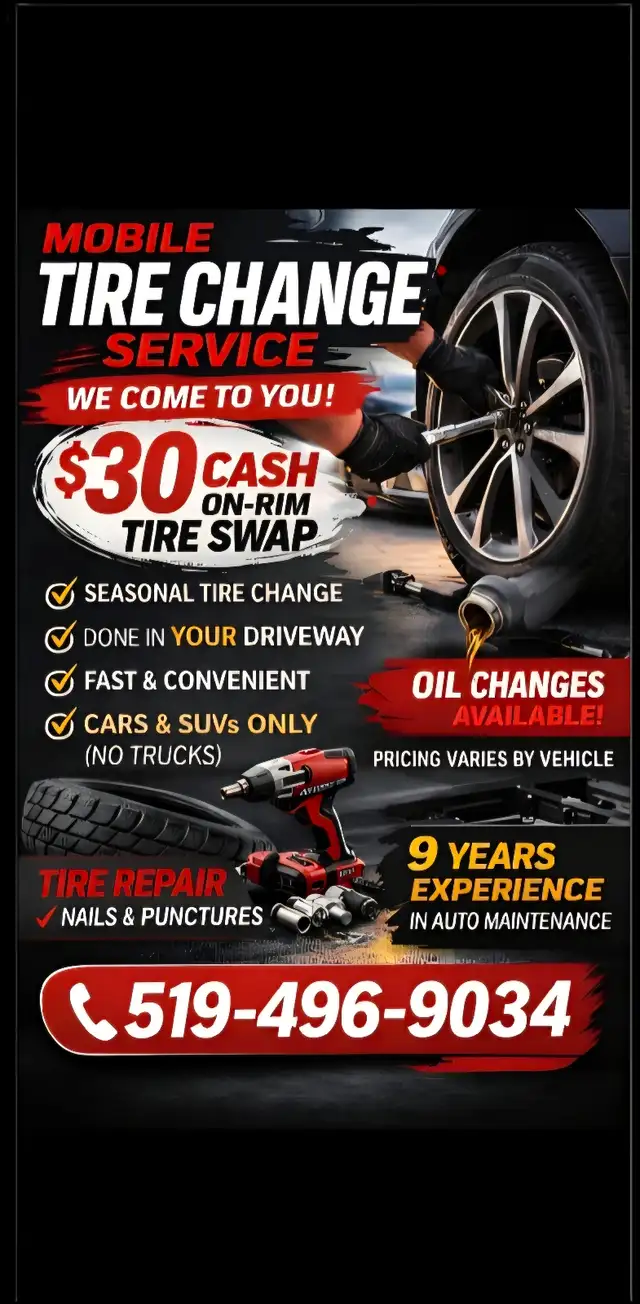 STILL NEED TO CHANGE YOUR TIRES?!? For $30, ill come to you! - Photo 2