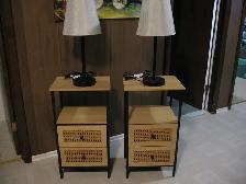 2 Bamboo End Tables, BRAND NEW, 2 Free New Lamps