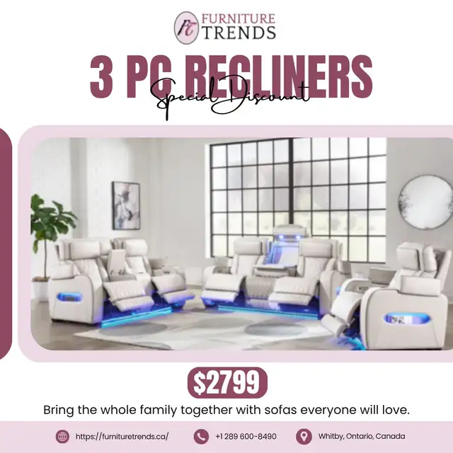 Huge Saving 3 Piece Recliner set Start from 1399.99