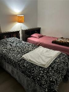 Pair of Matching Twin Storage Beds   Bookshelf Headboards & Matt