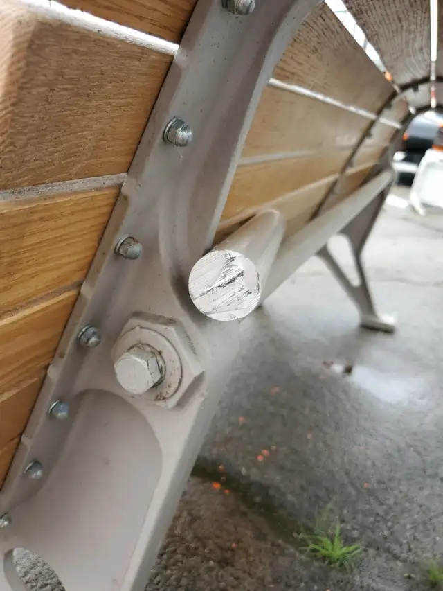 (20) HEAVY DUTY MALL BENCHES CAST ALUMINUM/OAK 1970'S - Photo 5