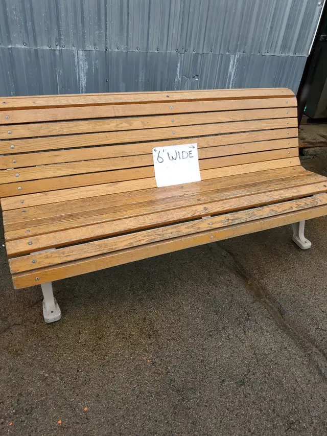 (20) HEAVY DUTY MALL BENCHES CAST ALUMINUM/OAK 1970'S - Photo 7