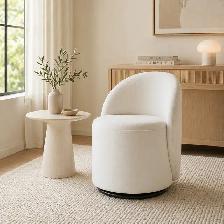Brand New Modern Round Back Swivel Boucle Vanity Chair $129