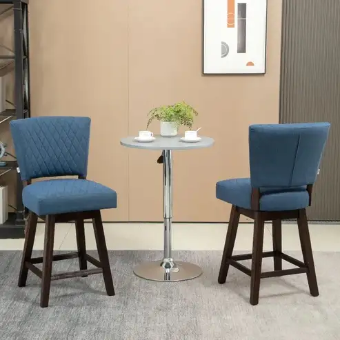 Brand New Set of 2 swivel Barstools Wooden legs $329 - Photo 2