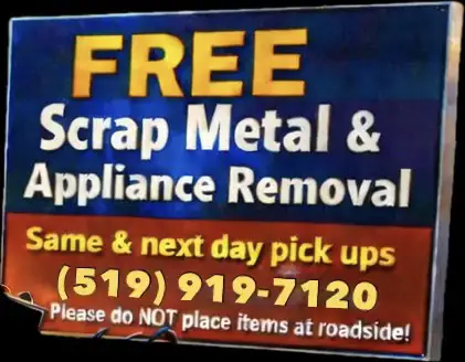(519) 919-7120 = SCRAPPER. FREE Appliance & Scrap Metal Pick Up