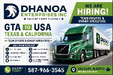 Hiring Team Driver & O/O ,On to Usa & Triangle runs