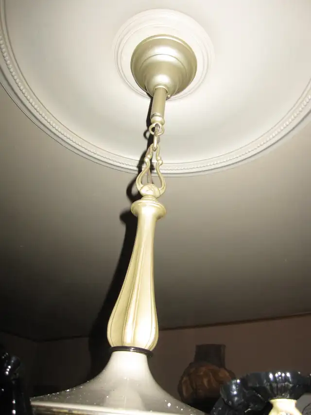 5 ARM BRASS LIGHT FIXTURE WITH BLACK & BRONZE SHADES - Photo 4