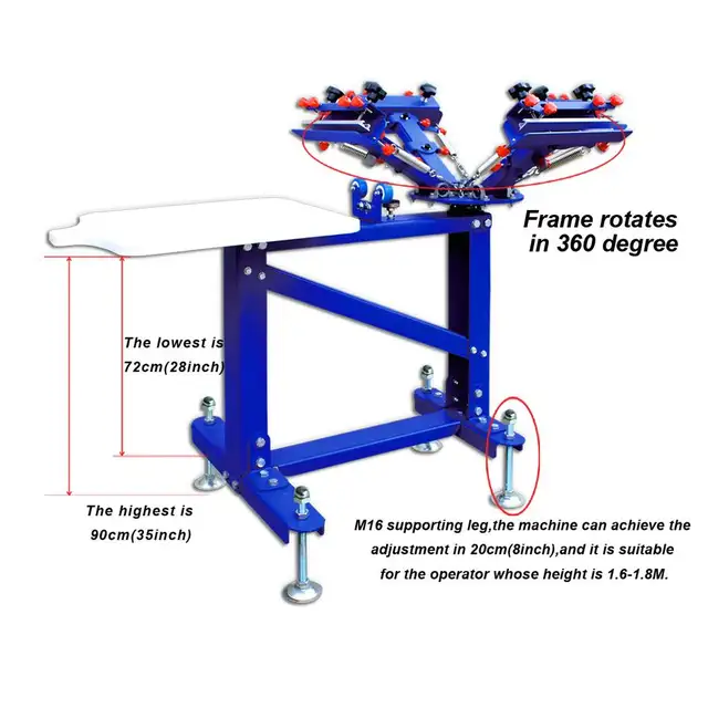 Vertical Type 4 Color 1 Station Screen Printing Press 006524 - Photo 2