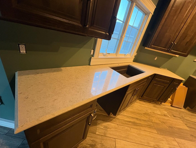 Large Quartz Countertop With Sink Cut-out
