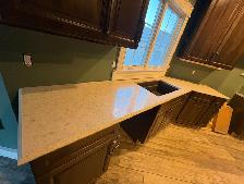 Large Quartz Countertop With Sink Cut-out