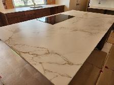 White Quartz Countertop - With Golden Veins