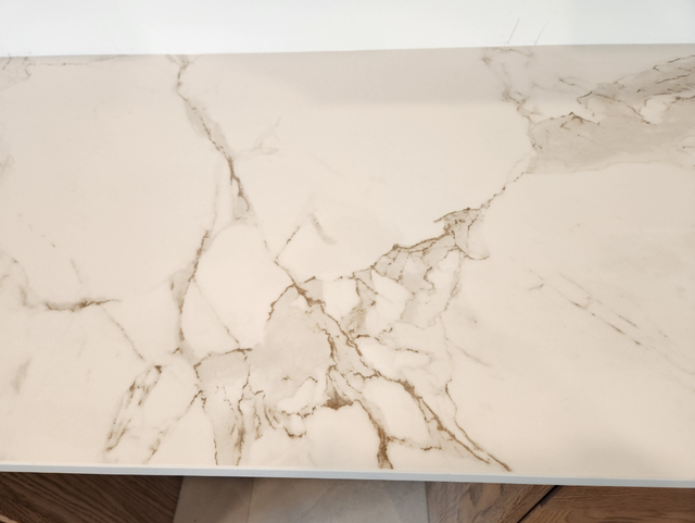 White Quartz Countertop - With Golden Veins - Photo 4