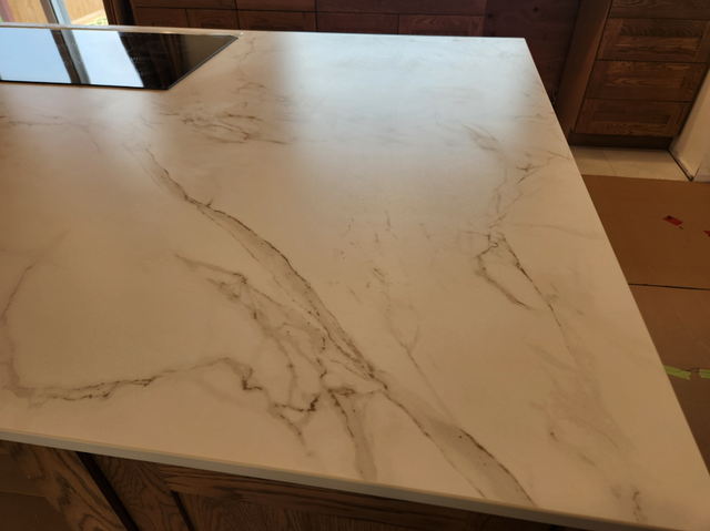 White Quartz Countertop - With Golden Veins - Photo 6