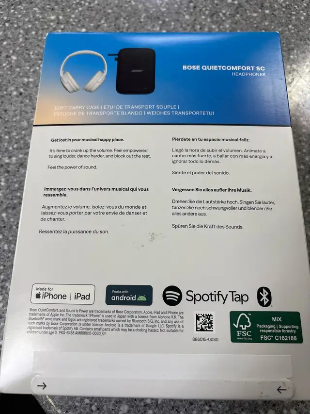 BOSE QUIETCOMFORT SC HEADPHONES NOISE CANCELING NIB - Photo 2