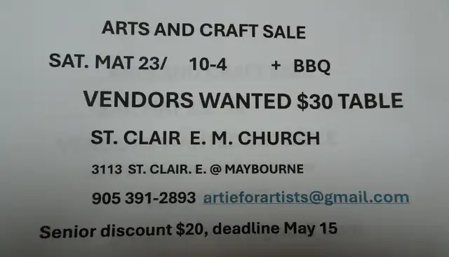 ARTS AND CRAFT SALE  VENDORS WANTED