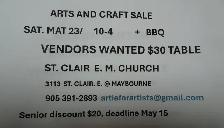 ARTS AND CRAFT SALE  VENDORS WANTED