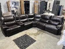 Brown leather 6 piece power sectional - Photo 2