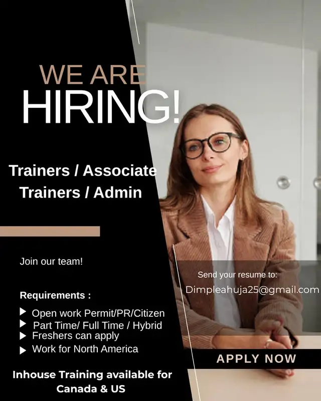 Hiring Trainer, Associate Trainer & Admin