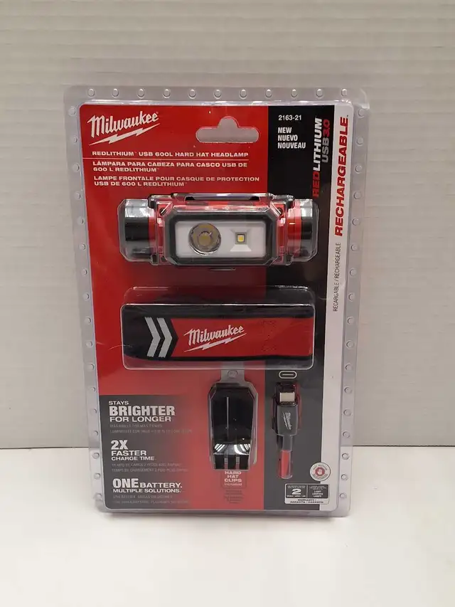Milwaukee 2163-21 Hard Hat Headlamp 600 lumens NEW