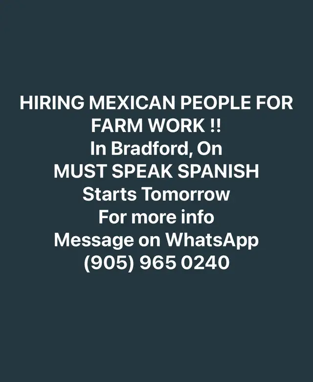 Hiring FARM WORKERS In Bradford