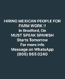 Hiring FARM WORKERS In Bradford