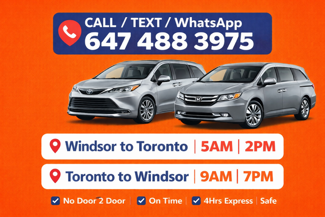 Kitchener/Cambridge to Windsor Daily at 10.30AM