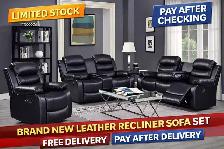 New 3PC Recliner Leather Sofa Set With Free Delivery