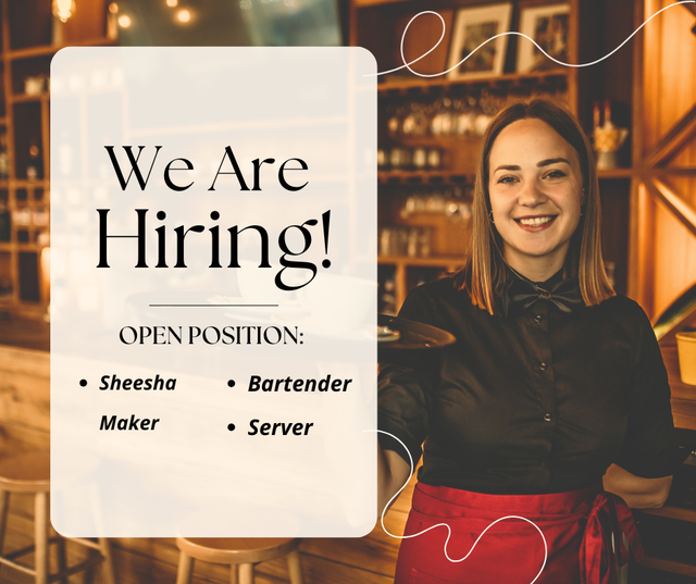 HIRING SERVER BARTENDERS & HOOKAH MAKER FOR INDIAN BAR & LOUNGE