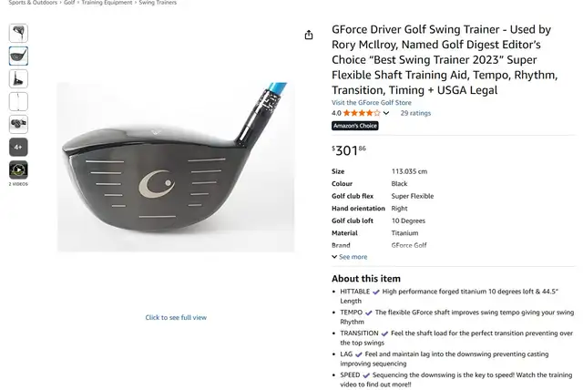 Brand New GForce Driver Golf Swing Trainer For Sale - Photo 7