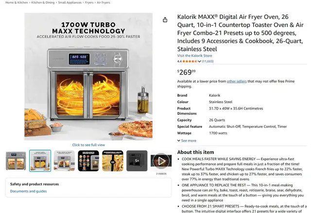 Brand New Kalorik MAXX Air Fryer Oven Sale - Photo 8