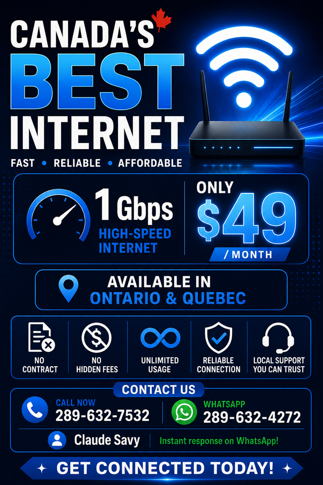 Get Canada’s Best High-Speed Internet at an unbeatable price!$50