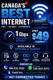 Get Canada’s Best High-Speed Internet at an unbeatable price!$50