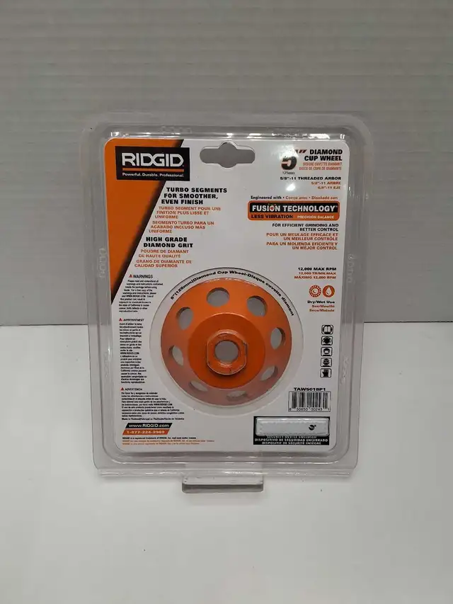 Ridgid 5' Diamond Cup Wheel Concrete Grinding NEW - Photo 2