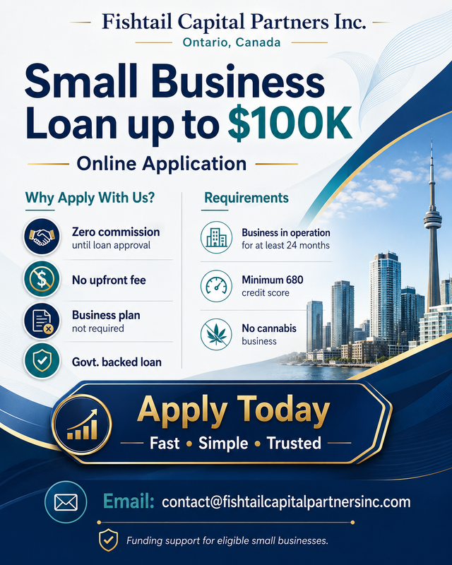 Small Business Loan up to $100K (No commission until Approval)