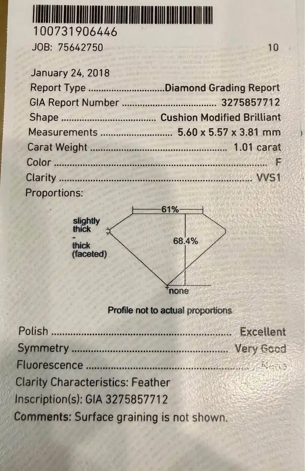 1.31 Carat Platinum Natural GIA Natural Diamond Engagemet Ring - Photo 4