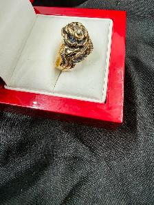 Women's Vintage 14K Gold Flower Ring with Diamond~Size 6 - Photo 2