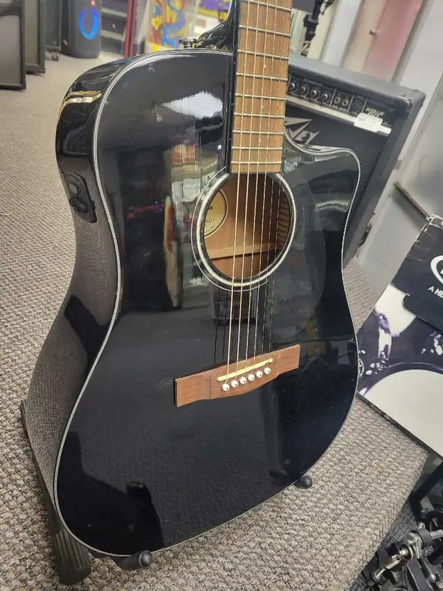 Fender CD-60SCE Acoustic Dreadnaught Guitar - Black - Photo 3