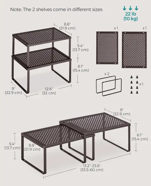 2-Piece Metal Cabinet Organizer Shelf Set - Photo 3