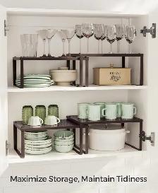 2-Piece Metal Cabinet Organizer Shelf Set - Photo 4